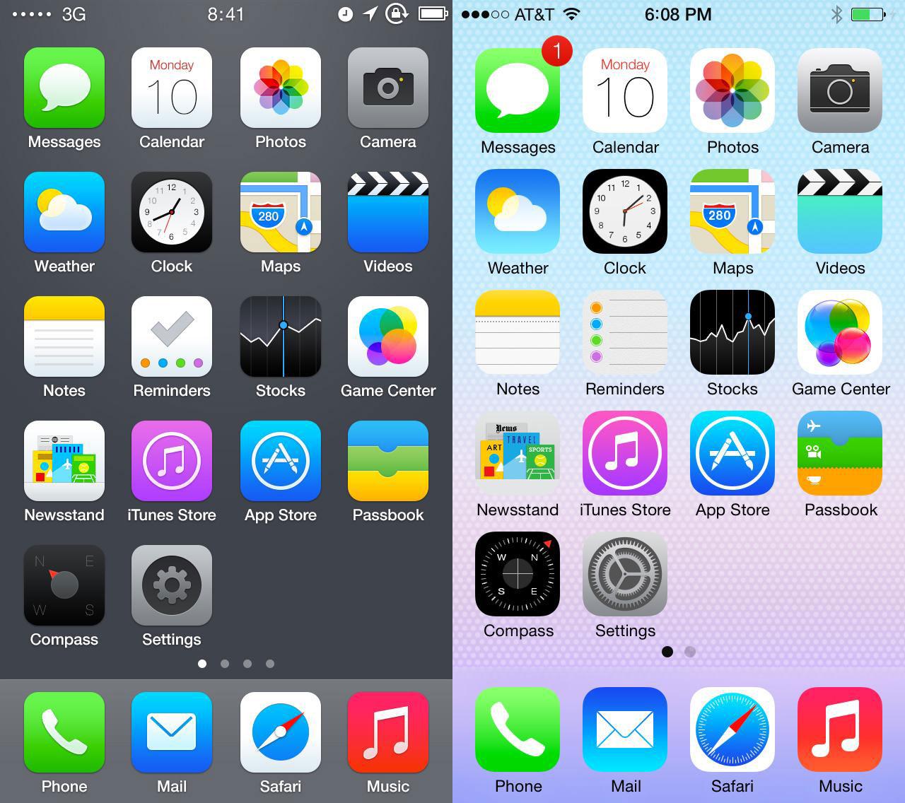 Flat Design Implementation on iOS 6 VS iOS 7