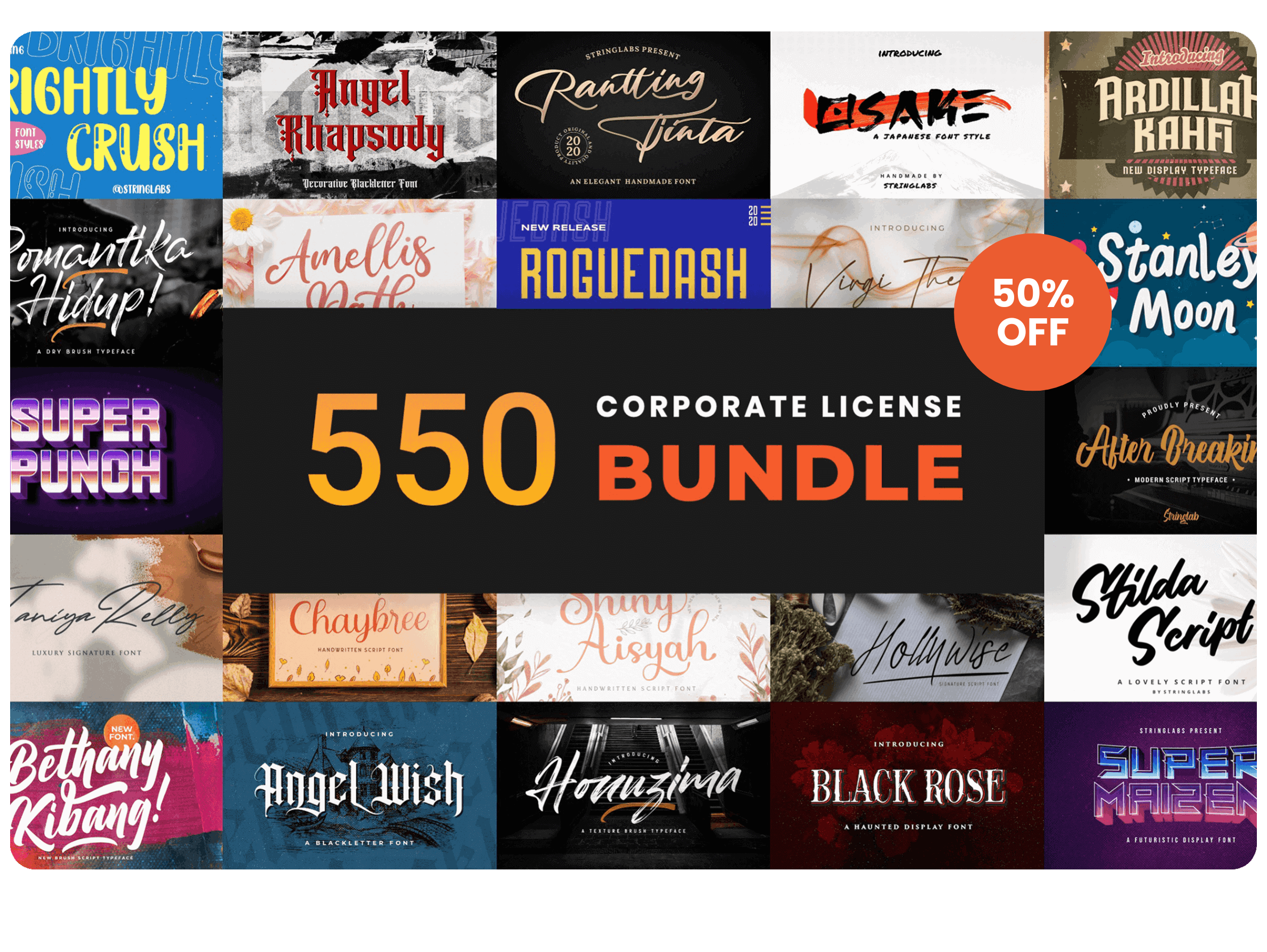 550 font bundle by stringlabs discount 50 percent off