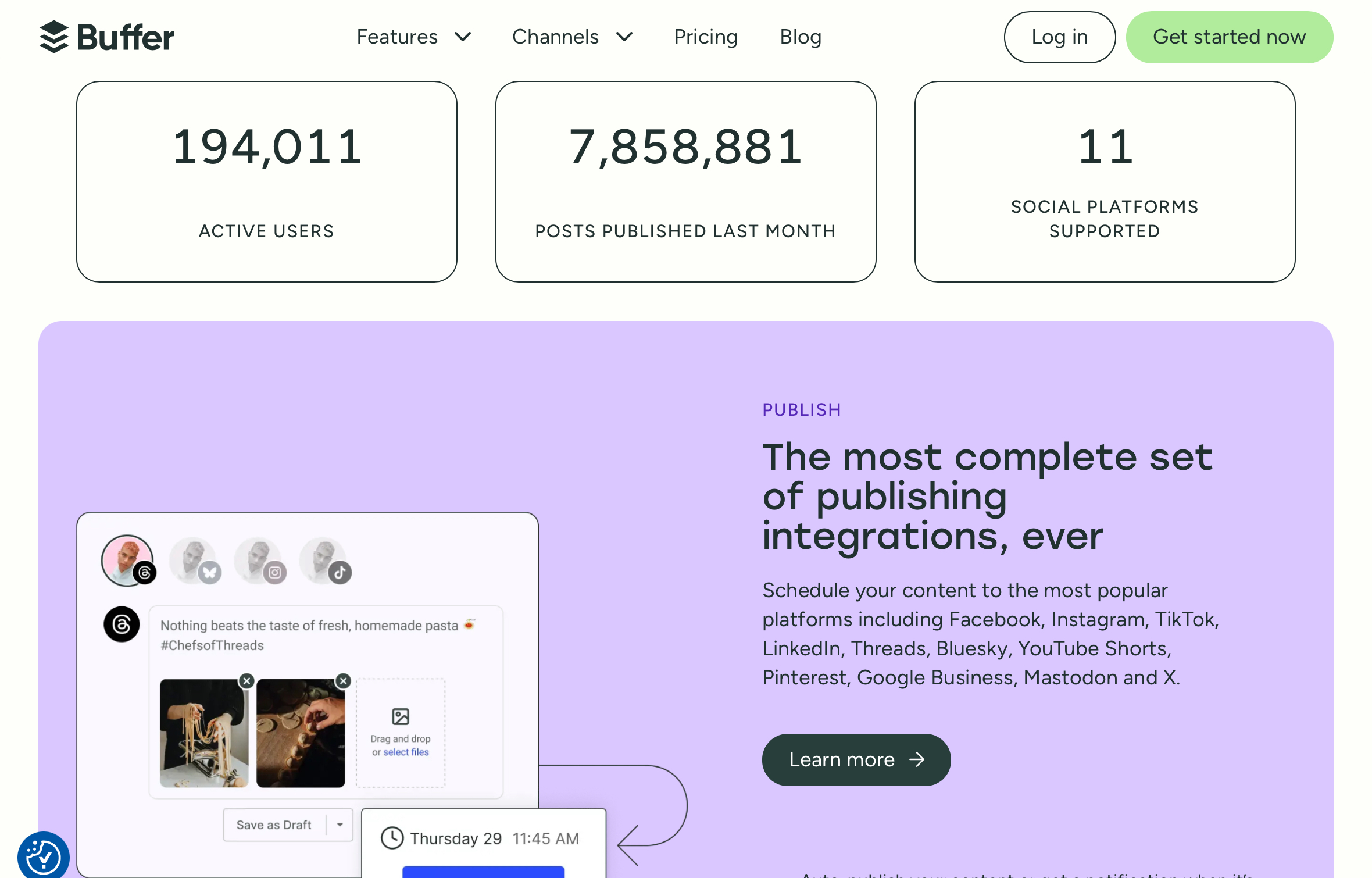 Buffer homepage