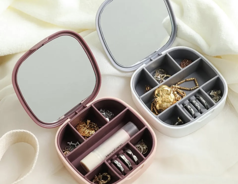 Jewelry boxes with built-in mirror