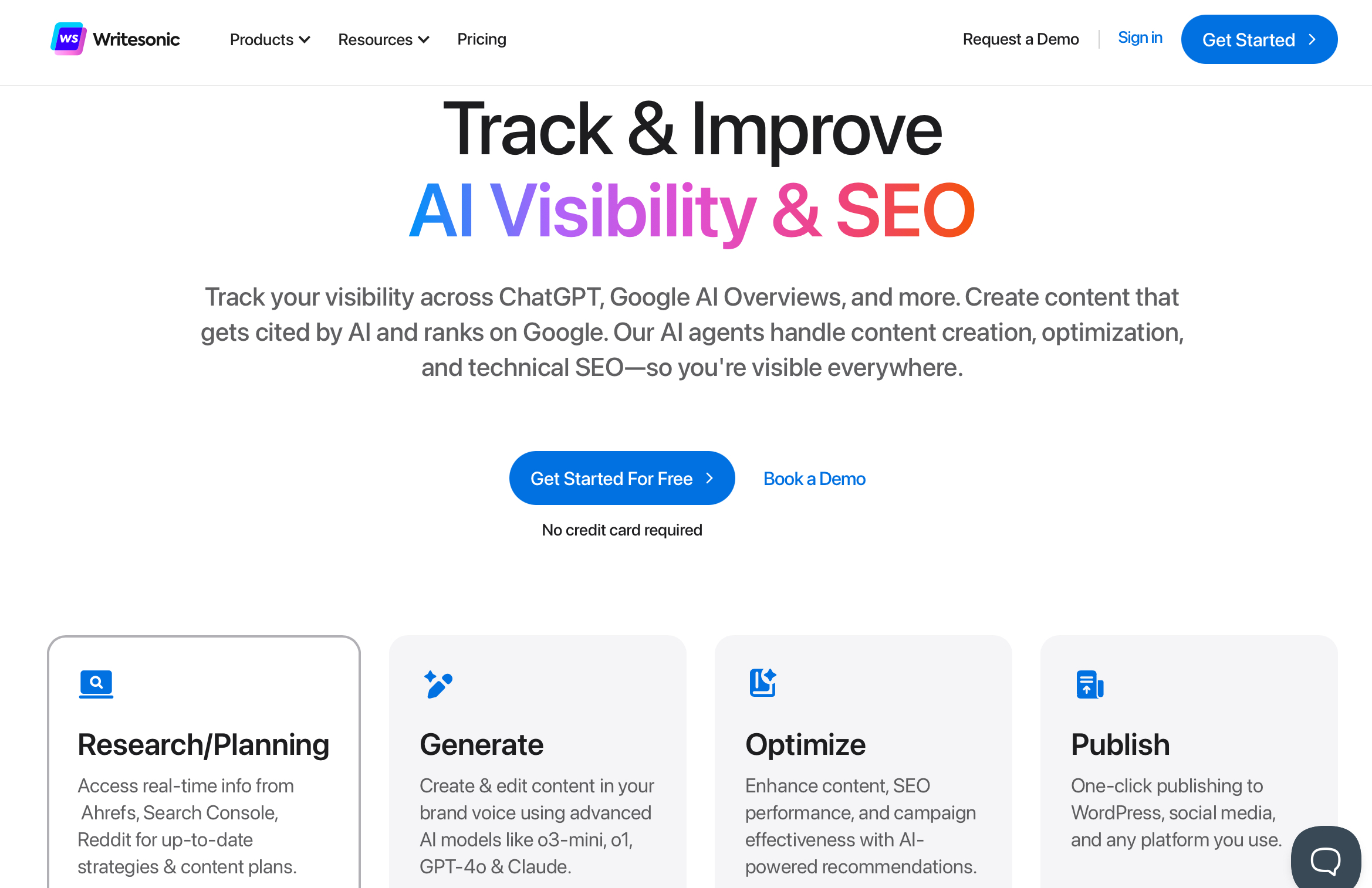 WriteSonic homepage