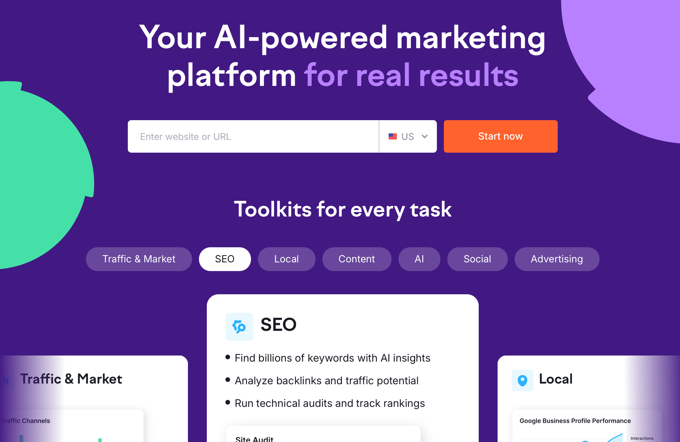 Semrush homepage