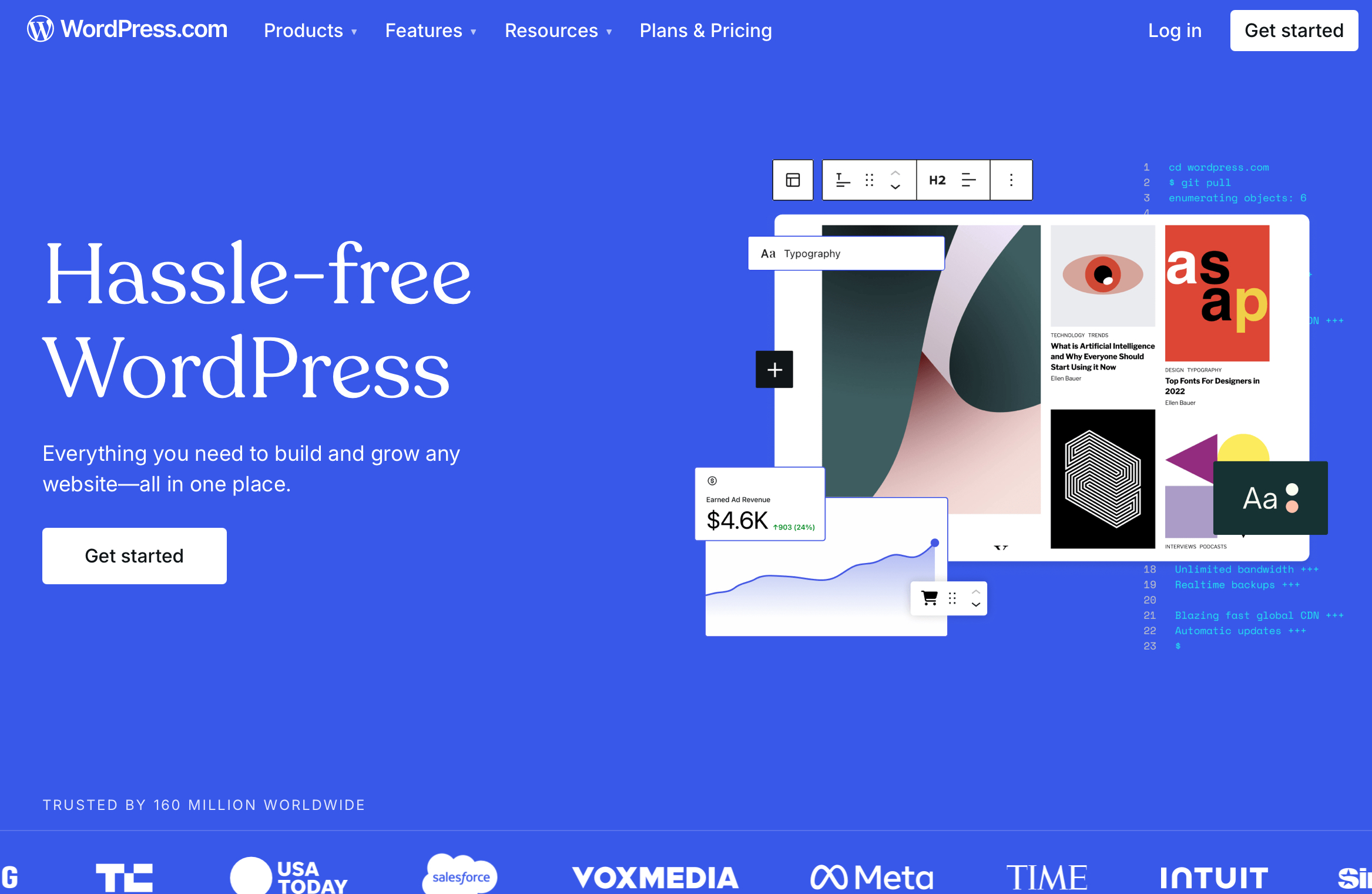 WordPress homepage