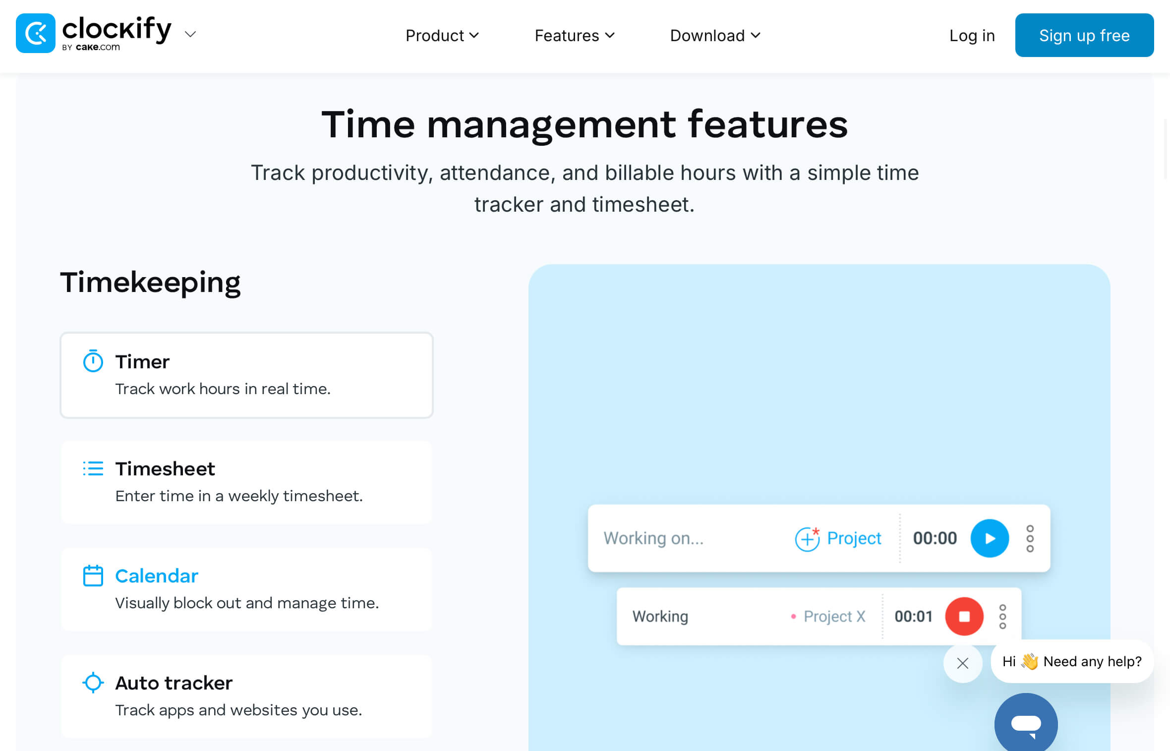 Clockify homepage