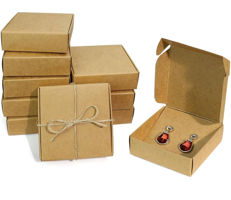 Paper box packaging with red earrings