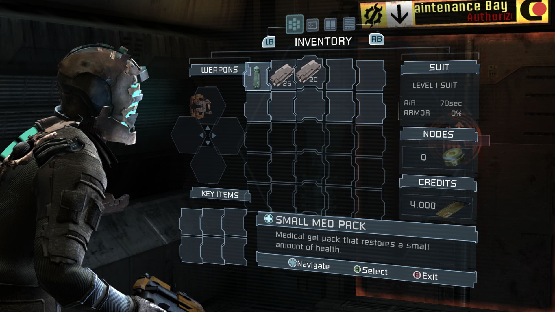 Dead Space’s resource inventory UI
