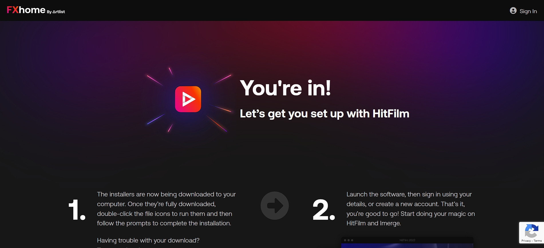 Hitfilm’s homepage