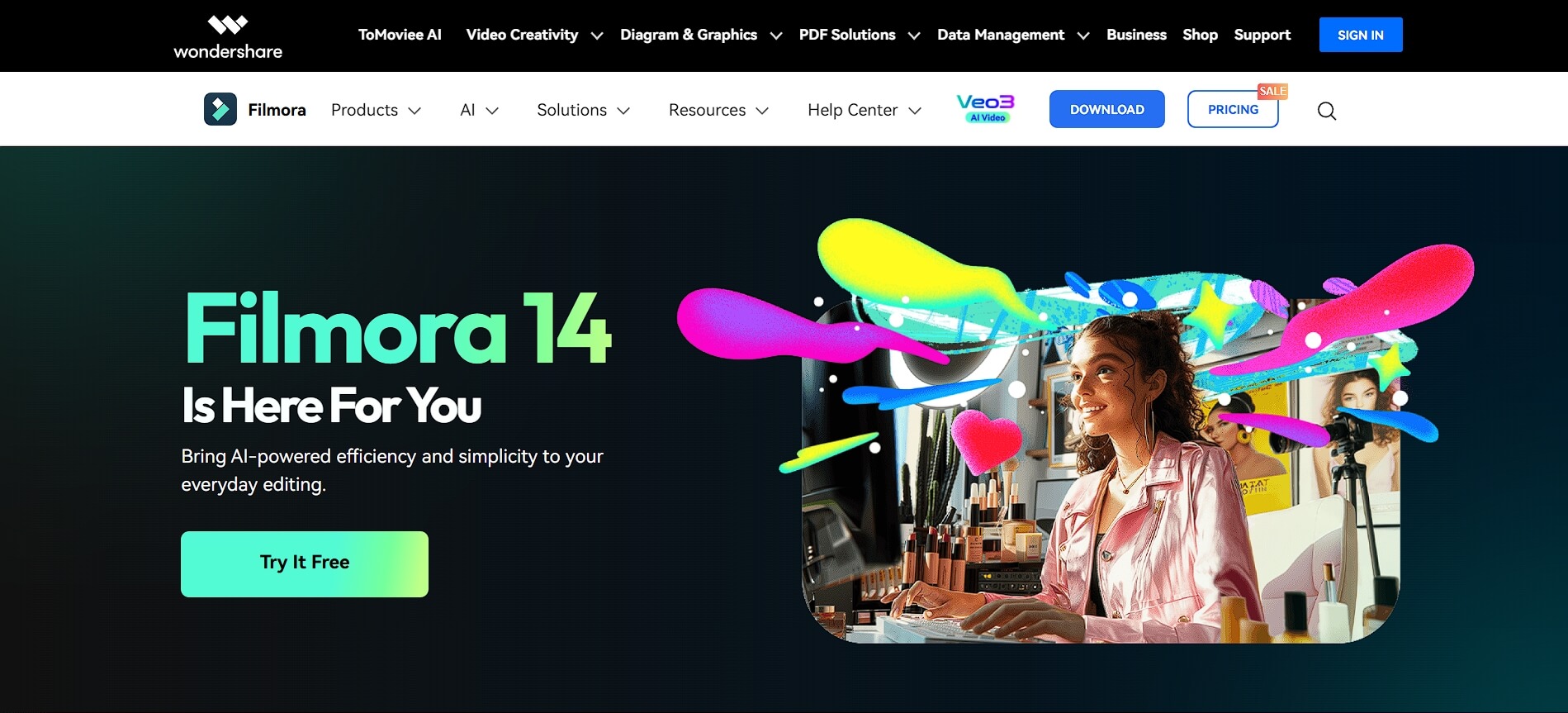 Filmora’s homepage