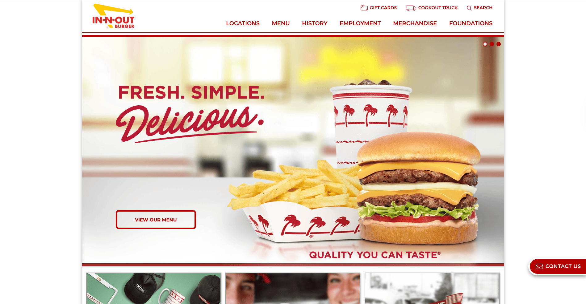In-N-Out Burger website design