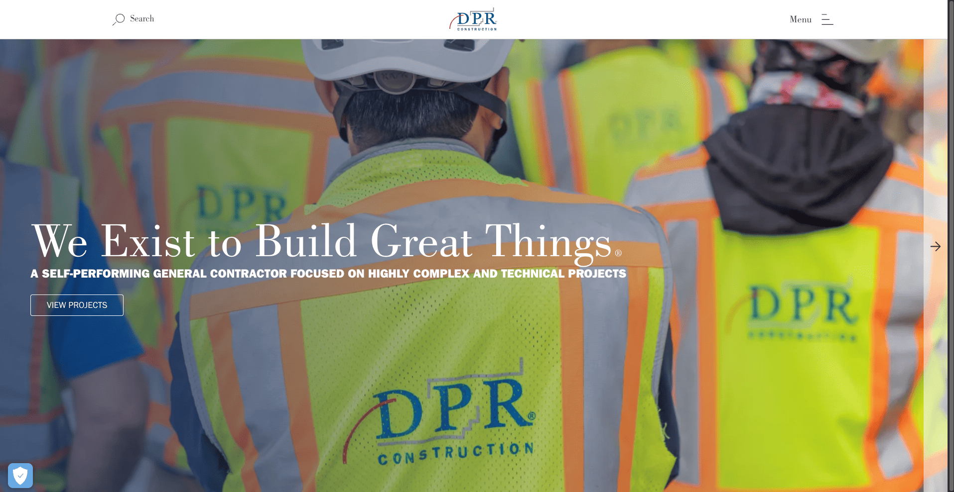 DPR Construction website layout