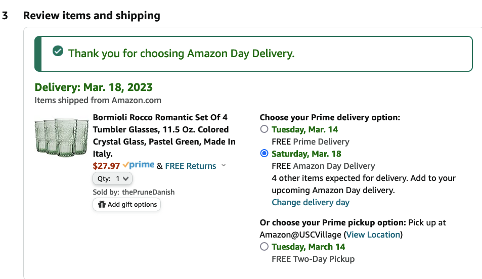 Amazon Delivery Options