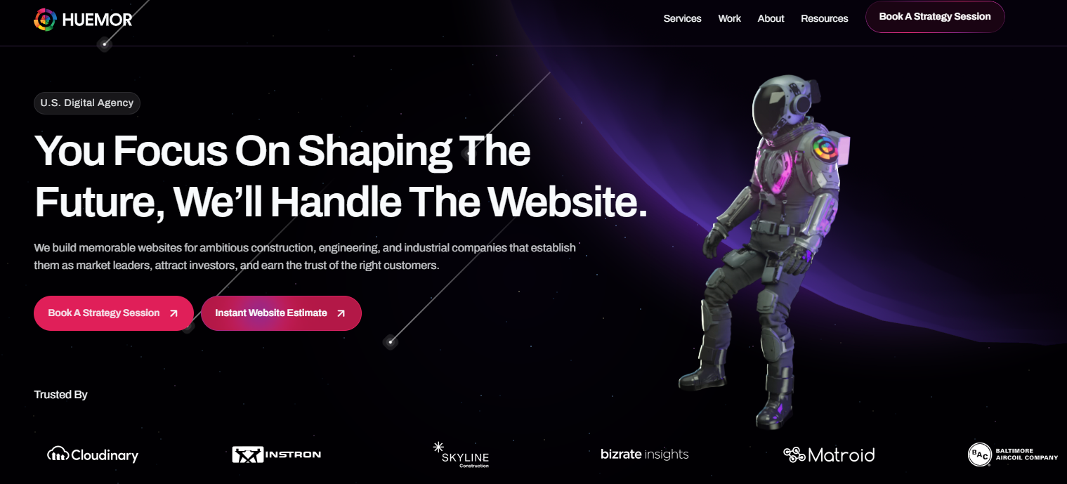 Space-themed homepage