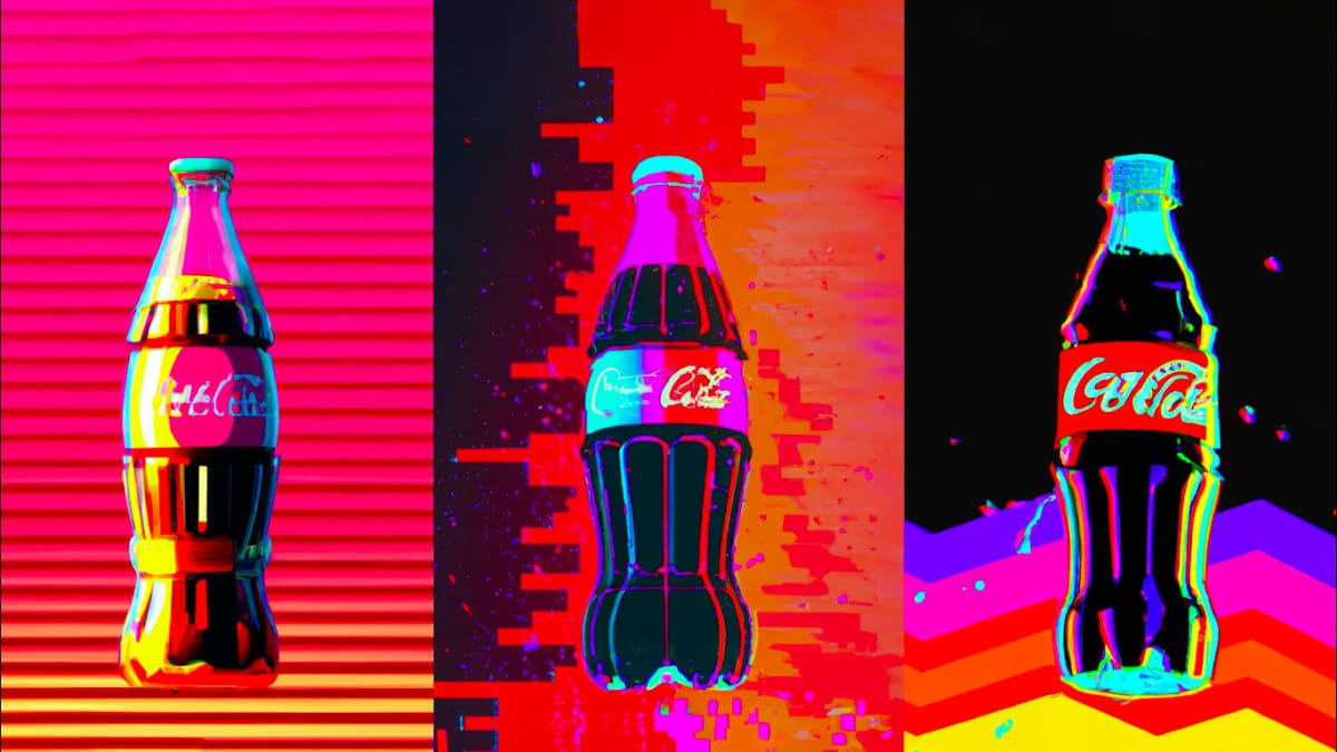 AI-generated fan artworks combining Coca-Cola brand elements 
