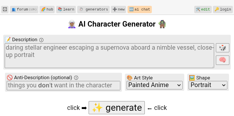 Perchance AI Homepage