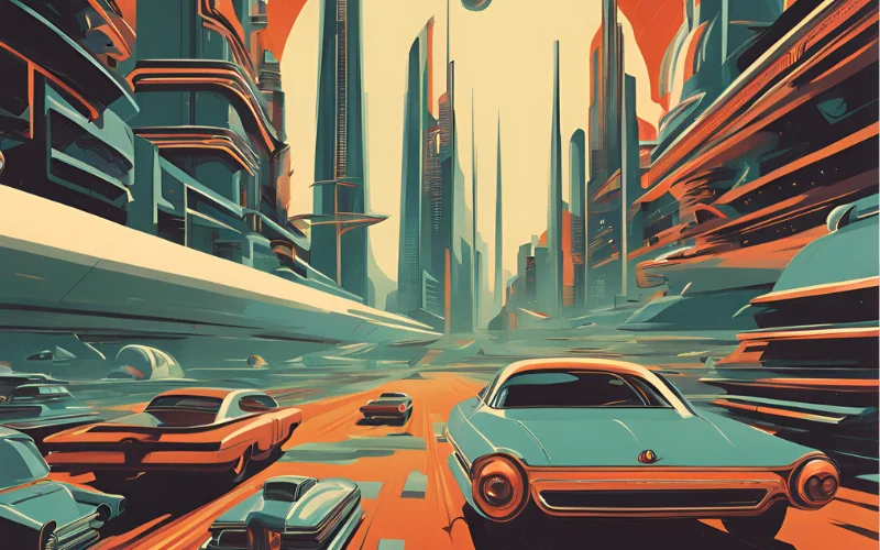 Retro-futurism design aesthetic