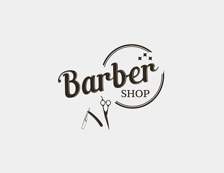 Barbershop logo with elegant serif font